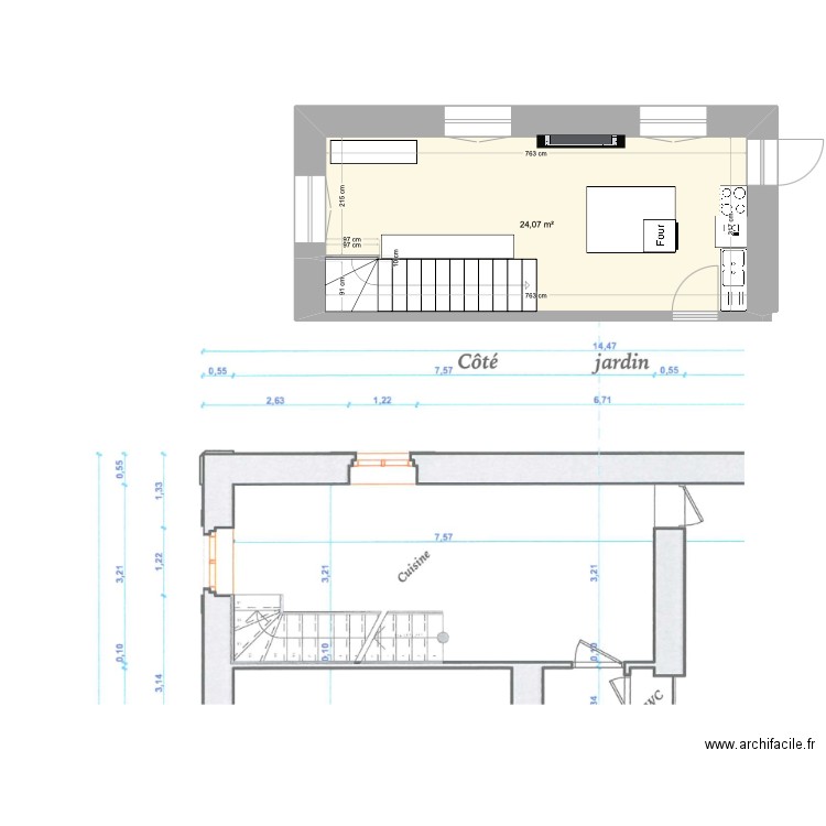 Cuisine Druyes2. Plan de 1 pièce et 24 m2