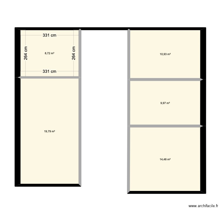 Appartement . Plan de 5 pièces et 64 m2