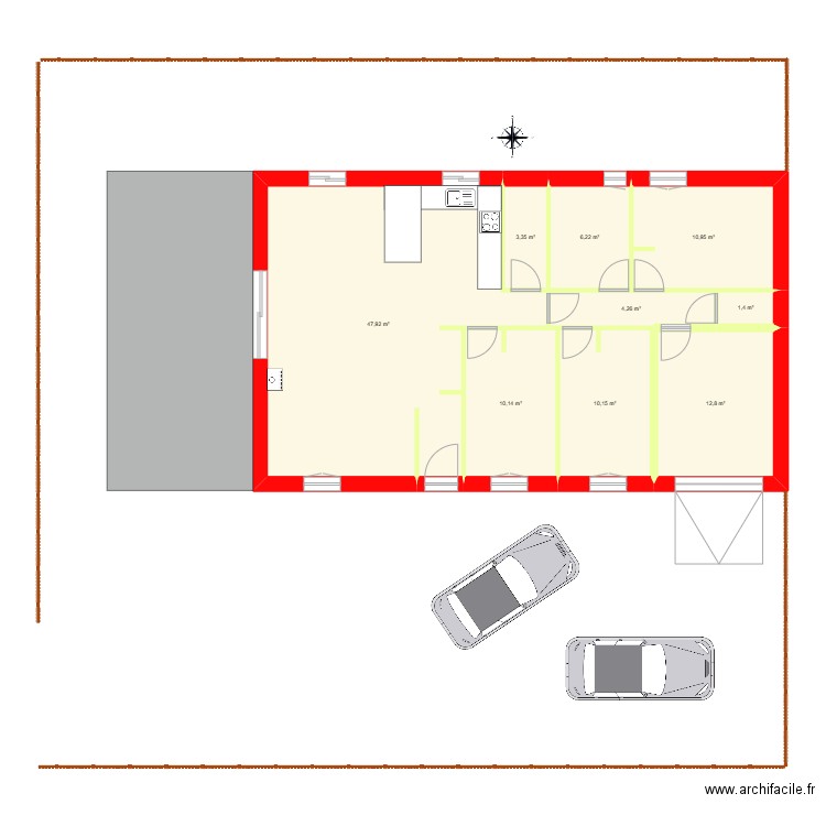 TA2.0. Plan de 9 pièces et 107 m2