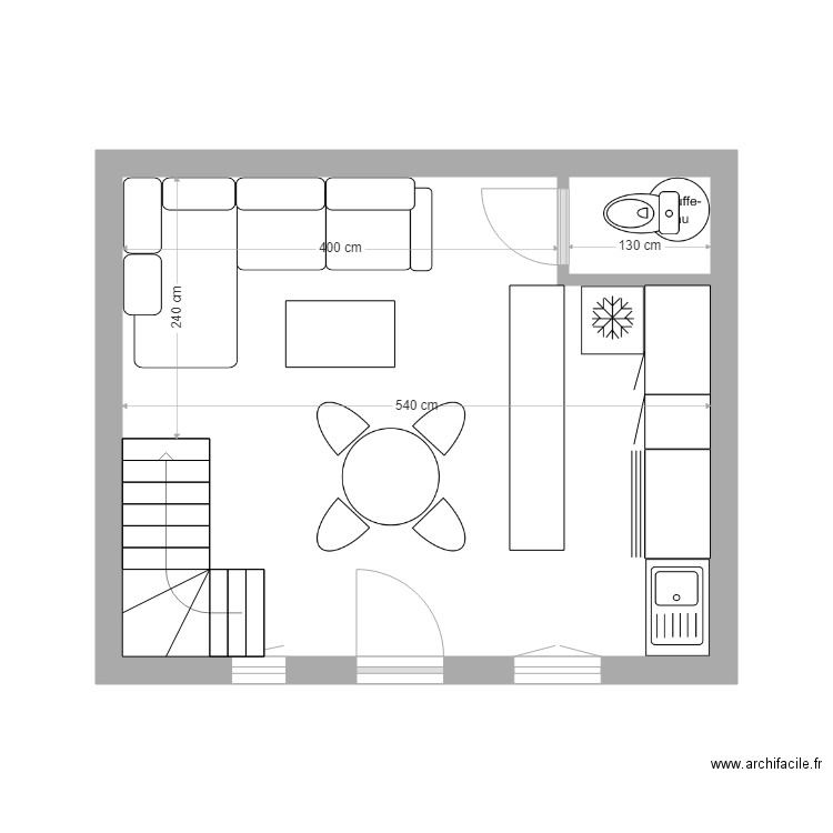 Karen & Eric Rdch meublé 1. Plan de 2 pièces et 24 m2