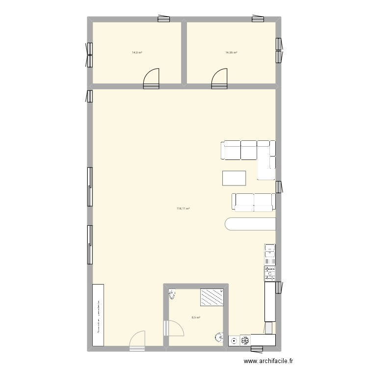 test. Plan de 4 pièces et 154 m2