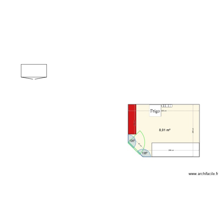 Cuisine. Plan de 1 pièce et 8 m2