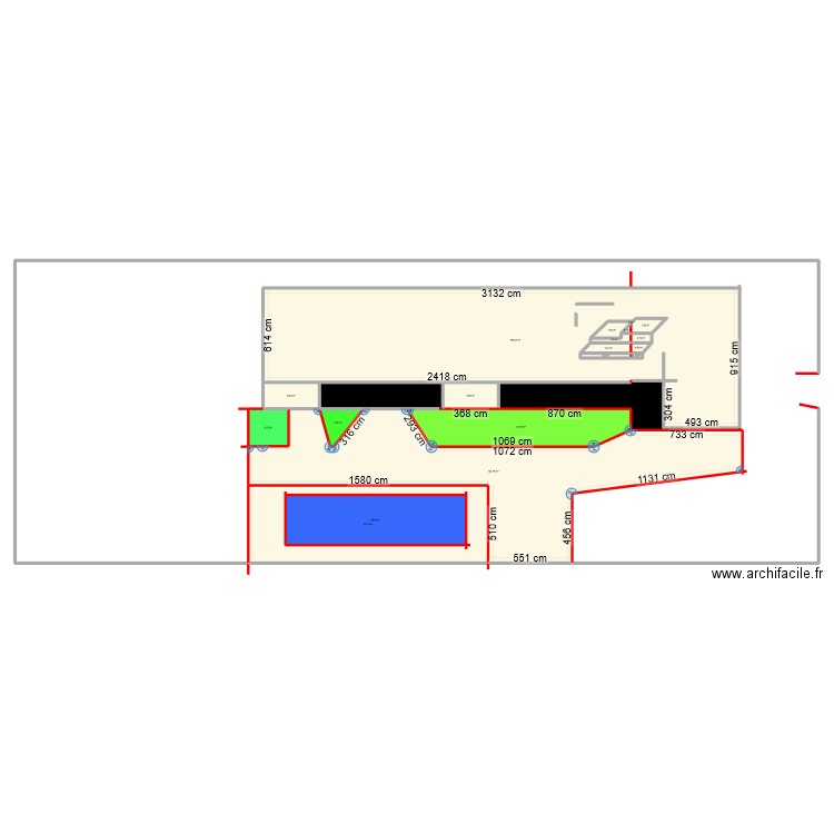 escalier. Plan de 21 pièces et 559 m2