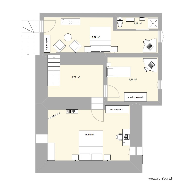 etage. Plan de 0 pièce et 0 m2