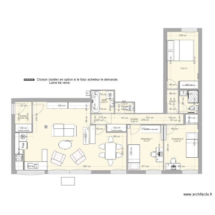 02 Boulogne plan projet déf meublé1. Plan de 9 pièces et 82 m2