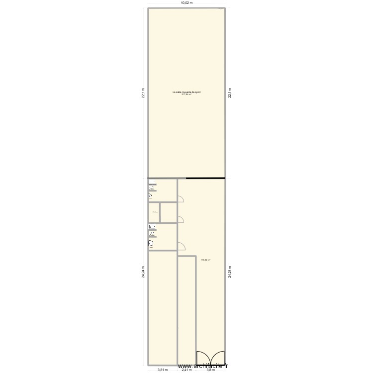 Plan Salle de Sport. Plan de 4 pièces et 452 m2