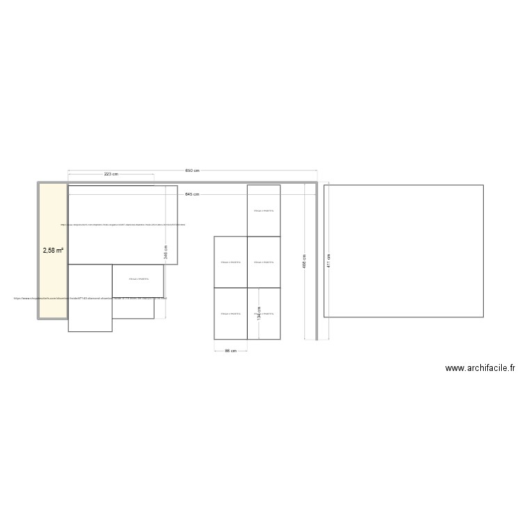 PROJET VERSION 1 BAUDUEN. Plan de 1 pièce et 3 m2