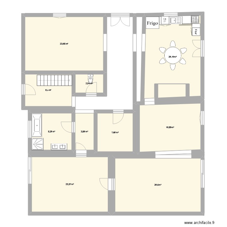 cuisine maurens . Plan de 10 pièces et 145 m2