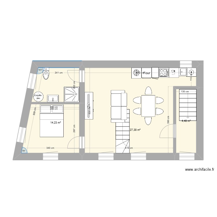 Appartement 4. Plan de 3 pièces et 46 m2