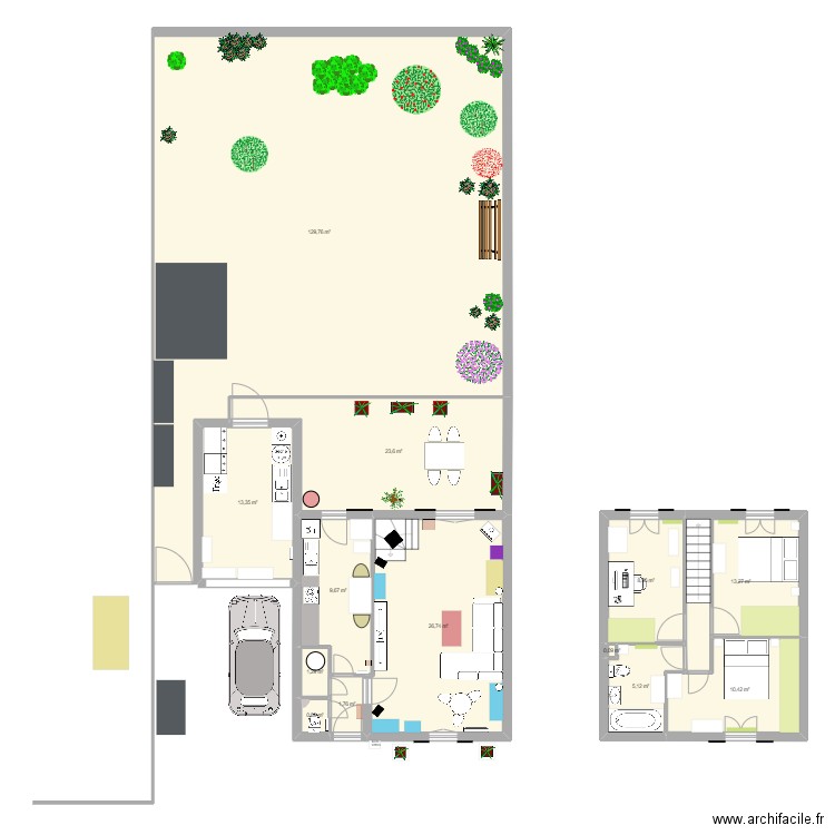 Les Molières garage voiture. Plan de 13 pièces et 245 m2