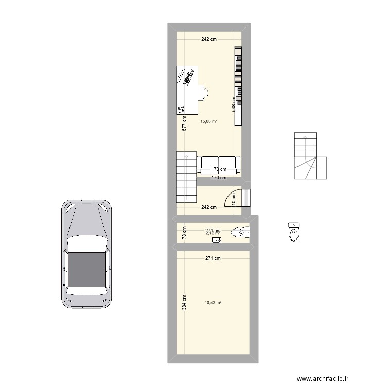 Garage. Plan de 3 pièces et 28 m2