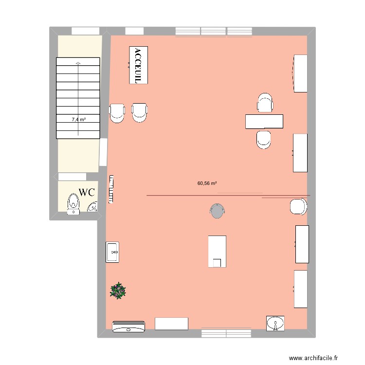 Plan clara. Plan de 2 pièces et 68 m2