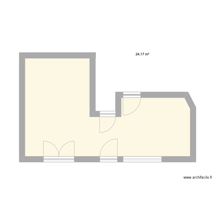 cuisine +salon . Plan de 1 pièce et 24 m2