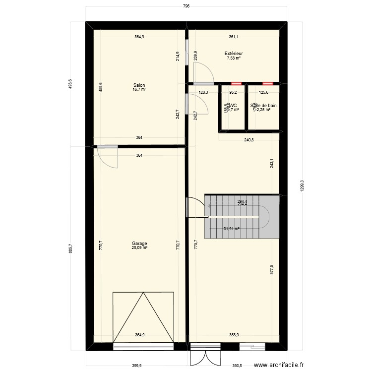 AAF. Plan de 5 pièces et 88 m2