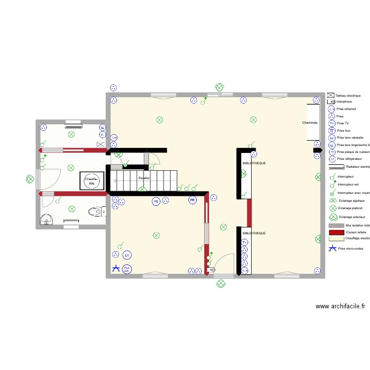 MAISON RDC. Plan de 5 pièces et 64 m2