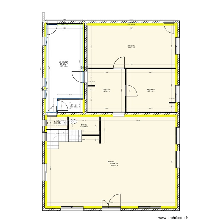 boulazac PROJET1. Plan de 14 pièces et 224 m2