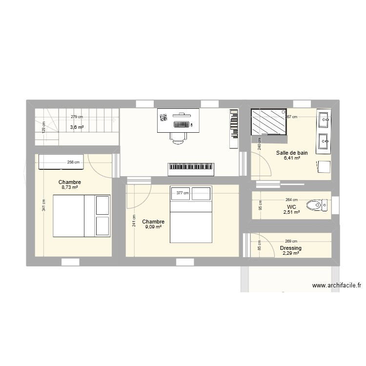 RDC maison à aménager handicap suite AVC. Plan de 10 pièces et 90 m2