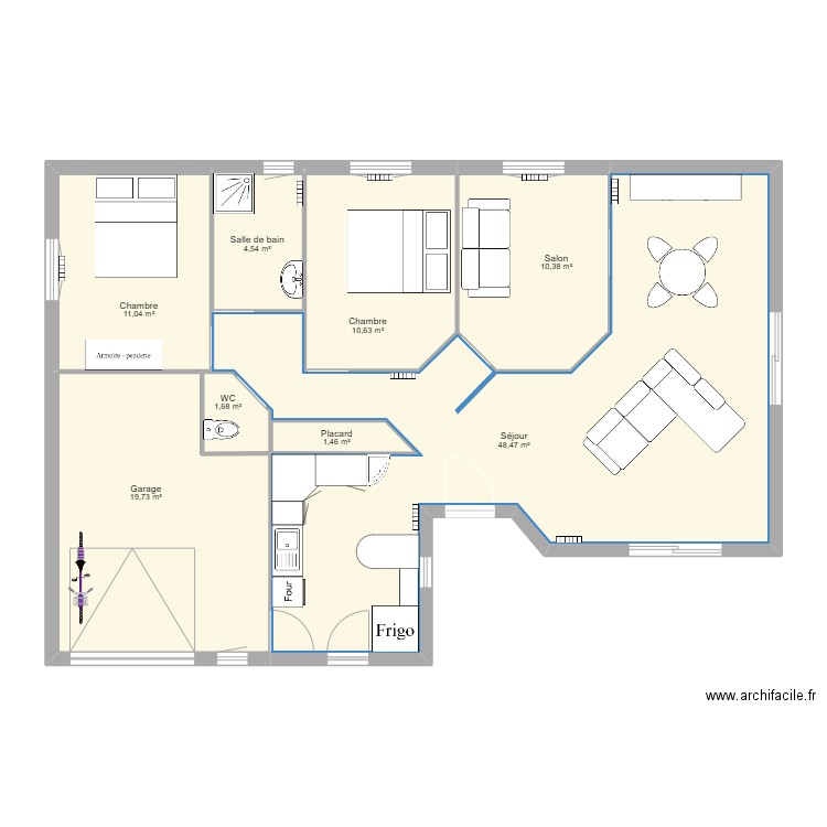 maison 1. Plan de 8 pièces et 108 m2