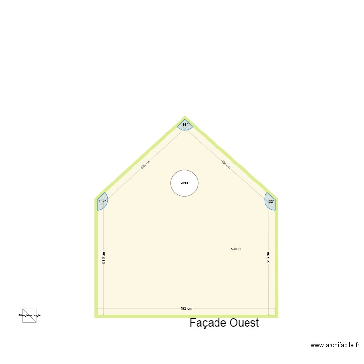 face mer. Plan de 1 pièce et 55 m2