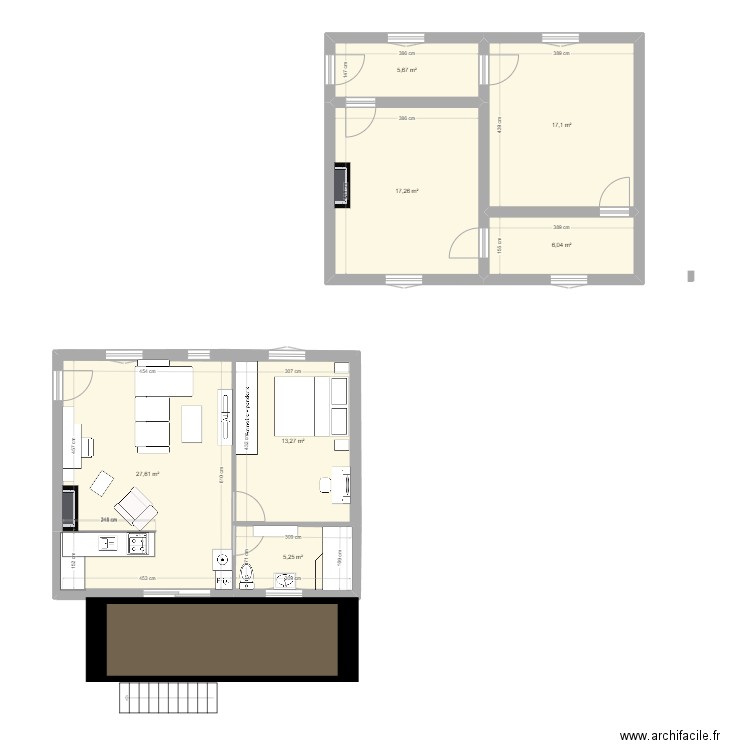 Appartement. Plan de 7 pièces et 92 m2