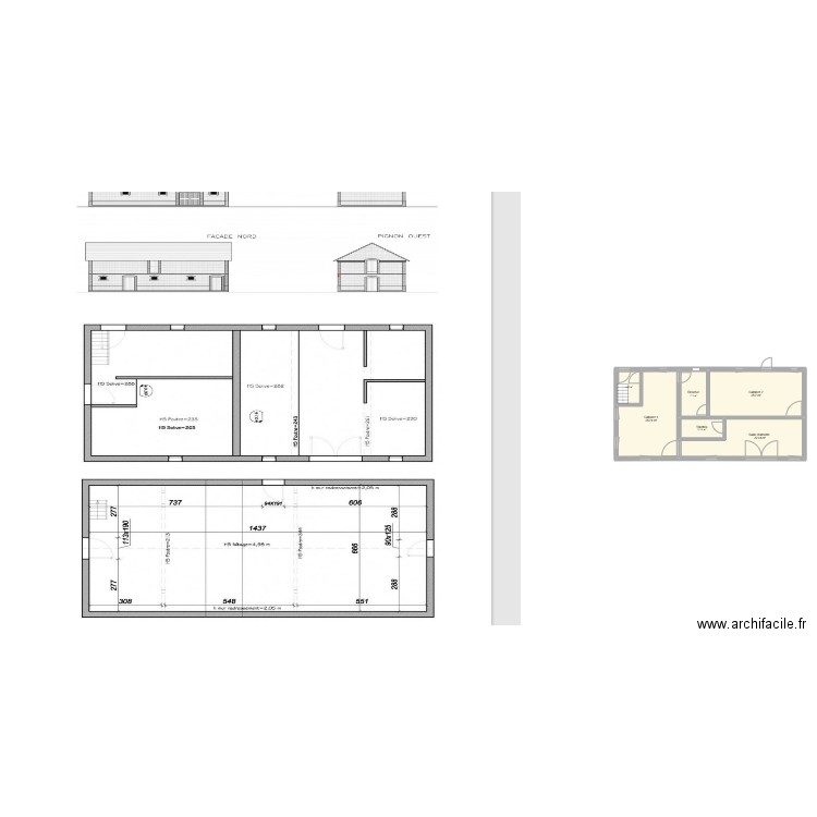 cabinet. Plan de 6 pièces et 91 m2