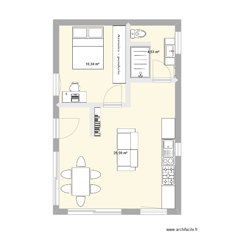 Bremoguer 2. Plan de 3 pièces et 40 m2