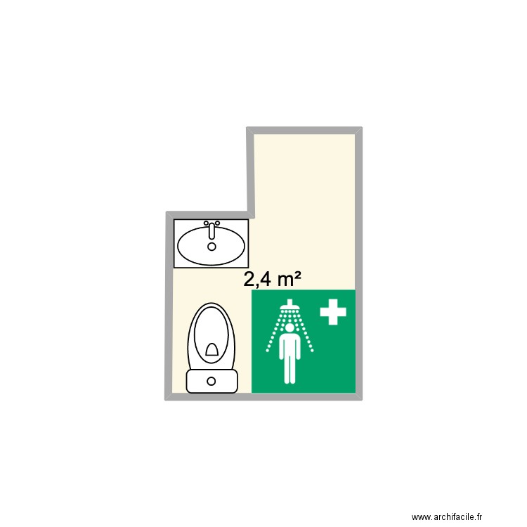 wc etage. Plan de 1 pièce et 2 m2