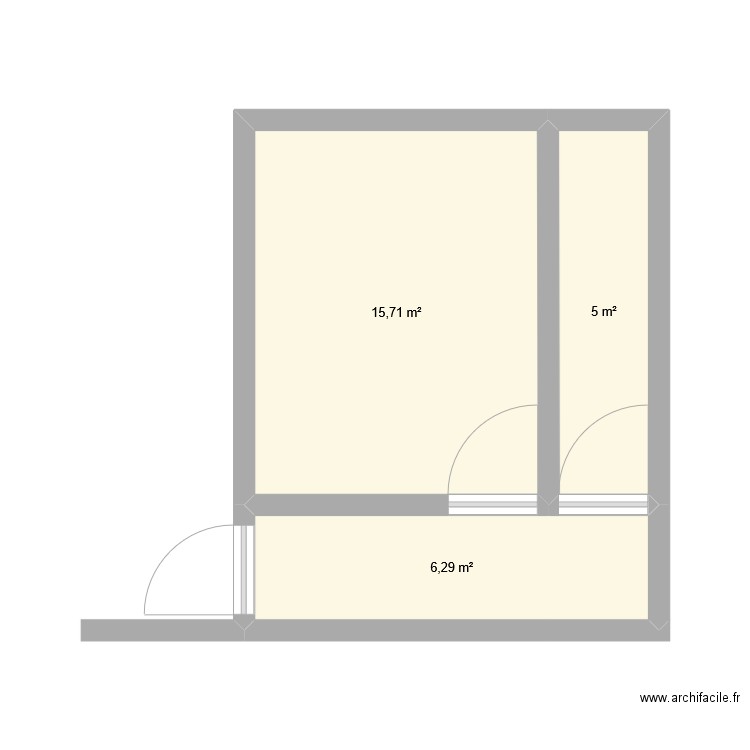 Plan PA. Plan de 3 pièces et 27 m2