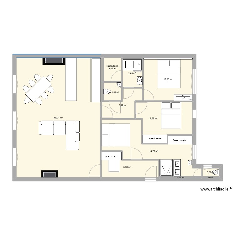 Sillon St Malo V2. Plan de 14 pièces et 101 m2