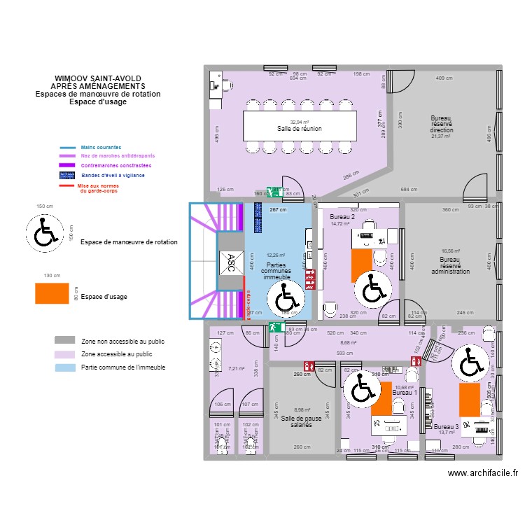 modif WIMOOV SAINT-AVOLD APRES TRAVAUX Espaces de rotation. Plan de 13 pièces et 155 m2