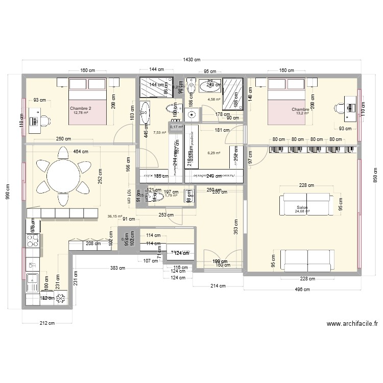 Froger 4. Plan de 12 pièces et 108 m2