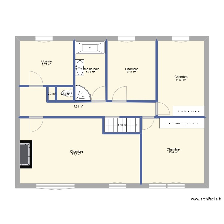 St Sym version actuelle. Plan de 10 pièces et 82 m2