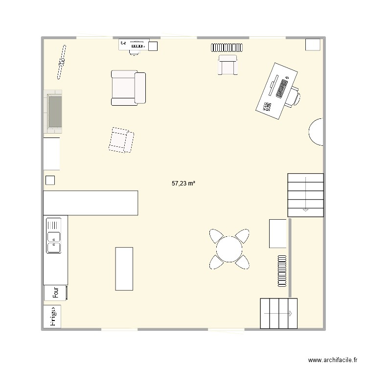 maisonHug. Plan de 1 pièce et 57 m2