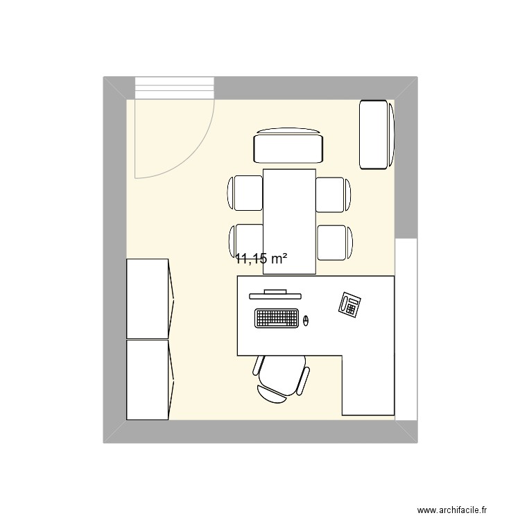 nouveau bureau direction. Plan de 1 pièce et 11 m2