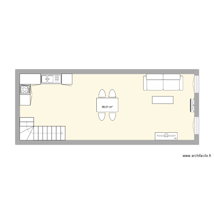 MAGRIE R+1. Plan de 1 pièce et 38 m2