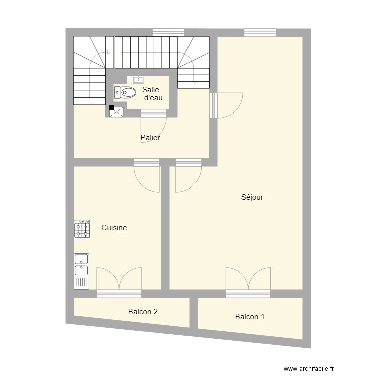 JALLET ETAGE 1. Plan de 5 pièces et 58 m2