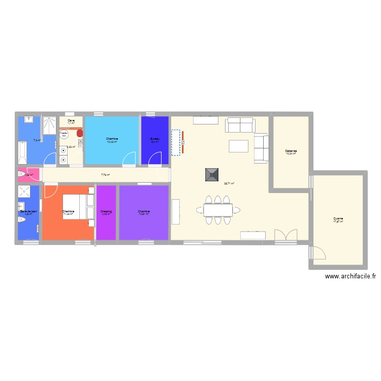 Forcalquieret. Plan de 14 pièces et 152 m2