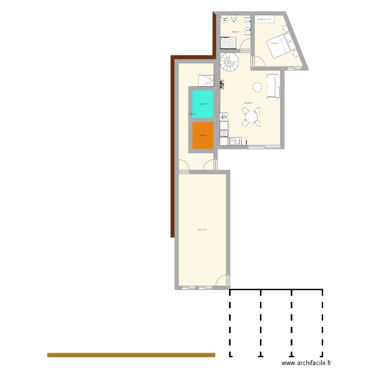 13/14 La Conche-La Forêt. Plan de 7 pièces et 94 m2