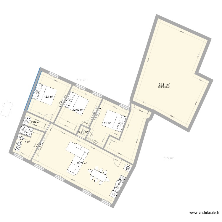 851256hj. Plan de 21 pièces et 420 m2