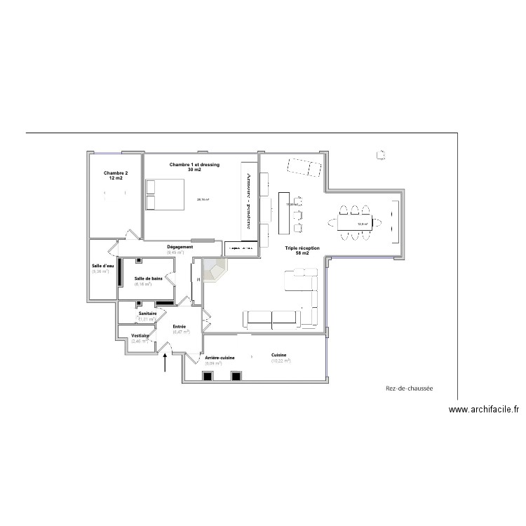 VIDA1M. Plan de 3 pièces et 59 m2