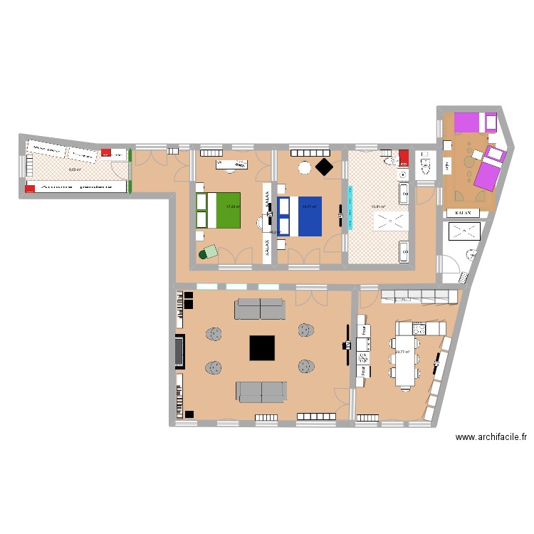 46 SADA 13. Plan de 7 pièces et 143 m2