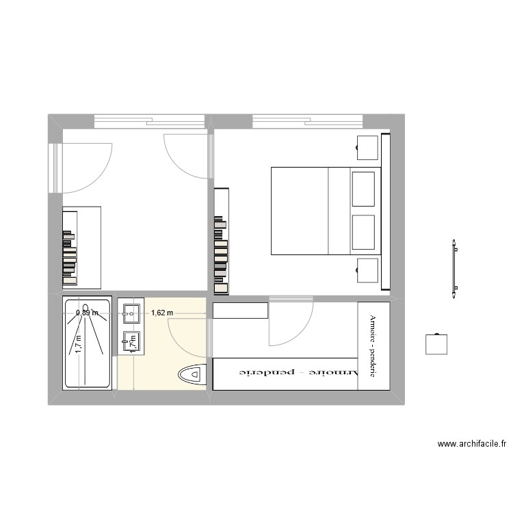 chambre gayet  163. Plan de 2 pièces et 4 m2