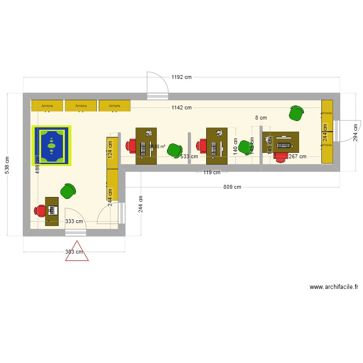 PETITE ENFANCE PROJET 1. Plan de 1 pièce et 36 m2