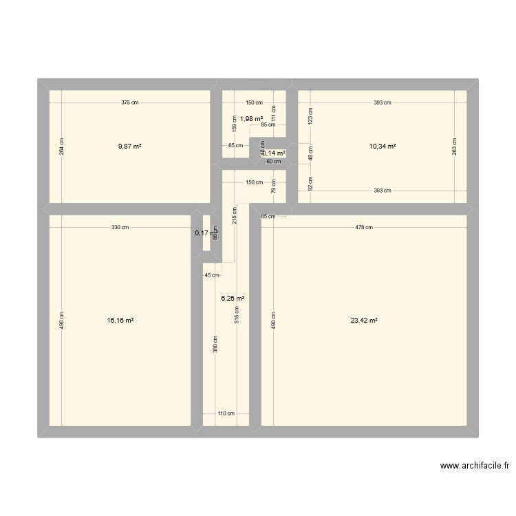 appart. Plan de 8 pièces et 68 m2