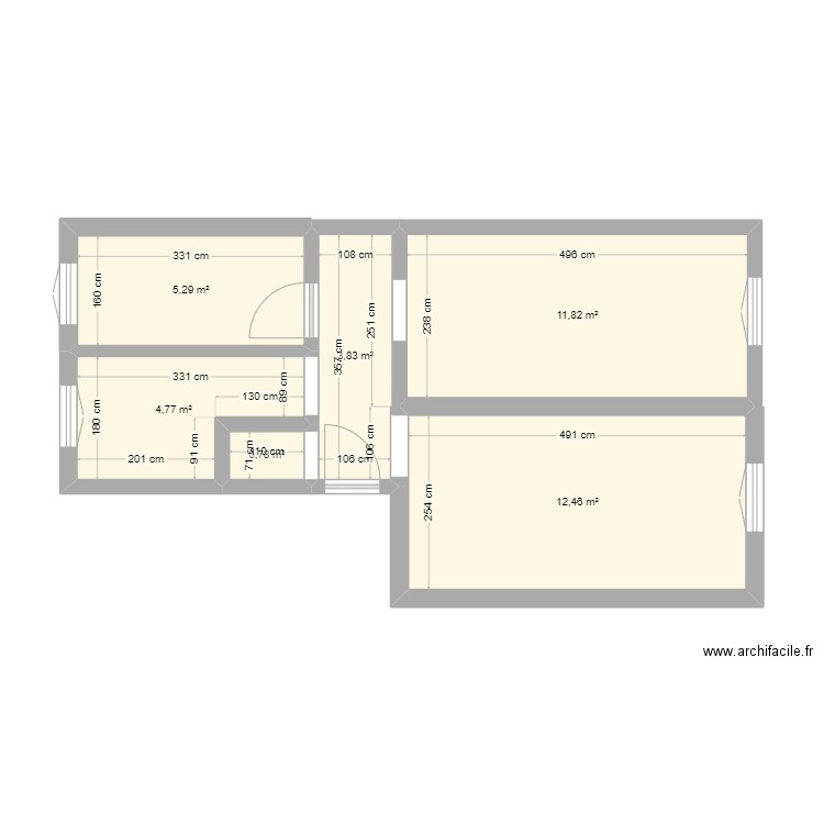 FAREL. Plan de 6 pièces et 39 m2