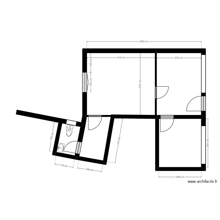 SORBIER BUREAUX COTES. Plan de 1 pièce et 8 m2