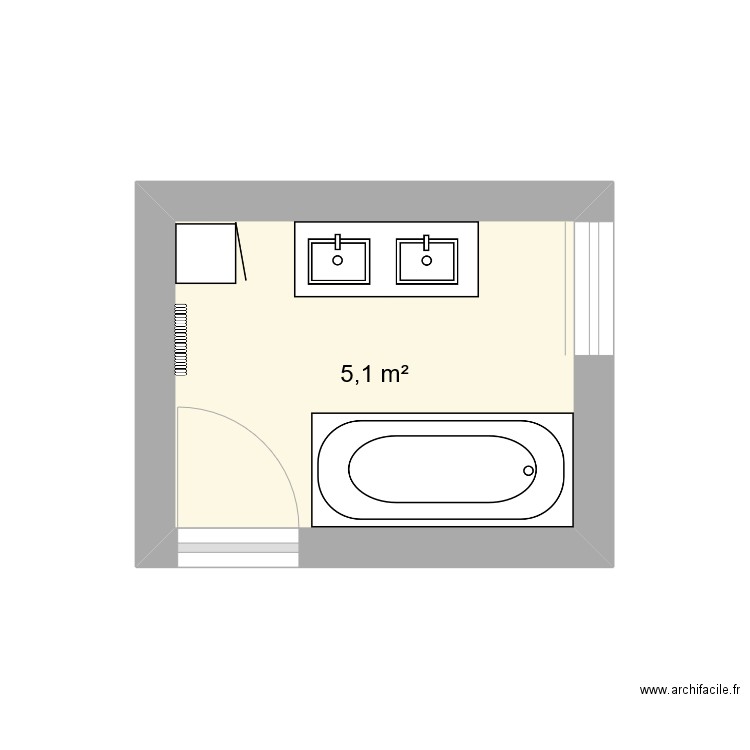 sdb 2. Plan de 1 pièce et 5 m2