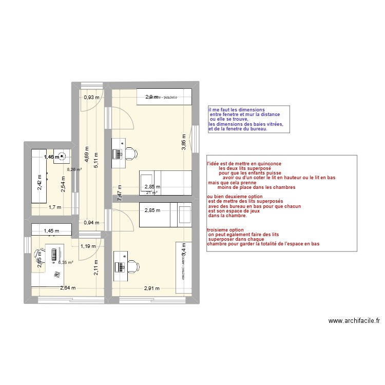 maison VOGT Roland plan 2. Plan de 3 pièces et 36 m2