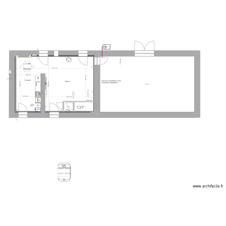 PLAN  AUX COTES cuisine. Plan de 15 pièces et 135 m2