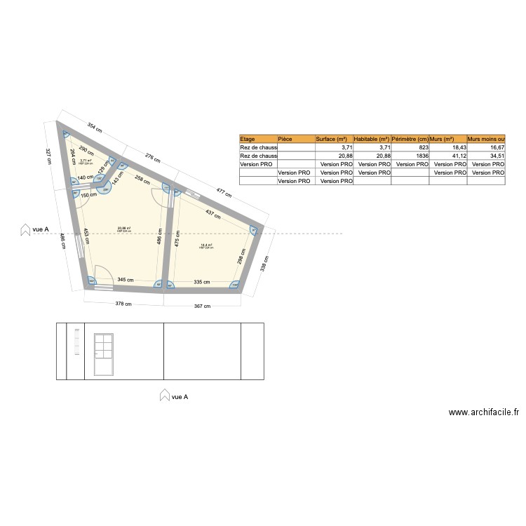 général de gaulle. Plan de 3 pièces et 39 m2